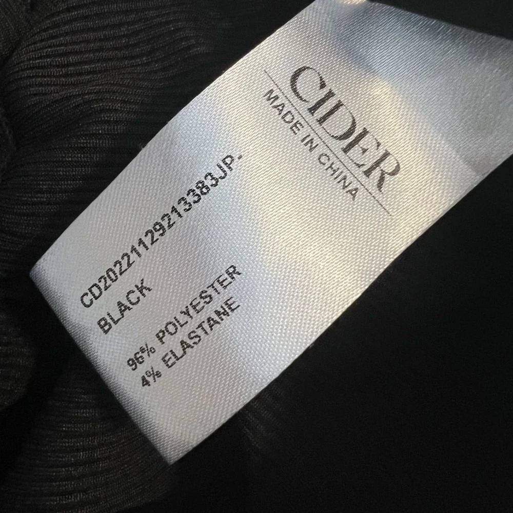 Cider Jumpsuit Womens XL Black Wide Leg Ribbed Stretch Minimalist Travel Comfort